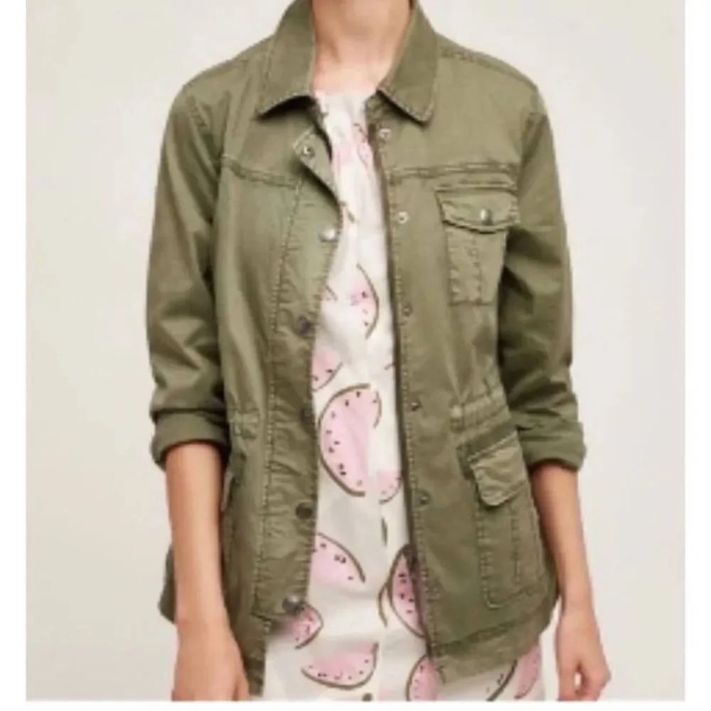 Marrakech Anthropologie Utility Jacket Geneva Military Green sz XS